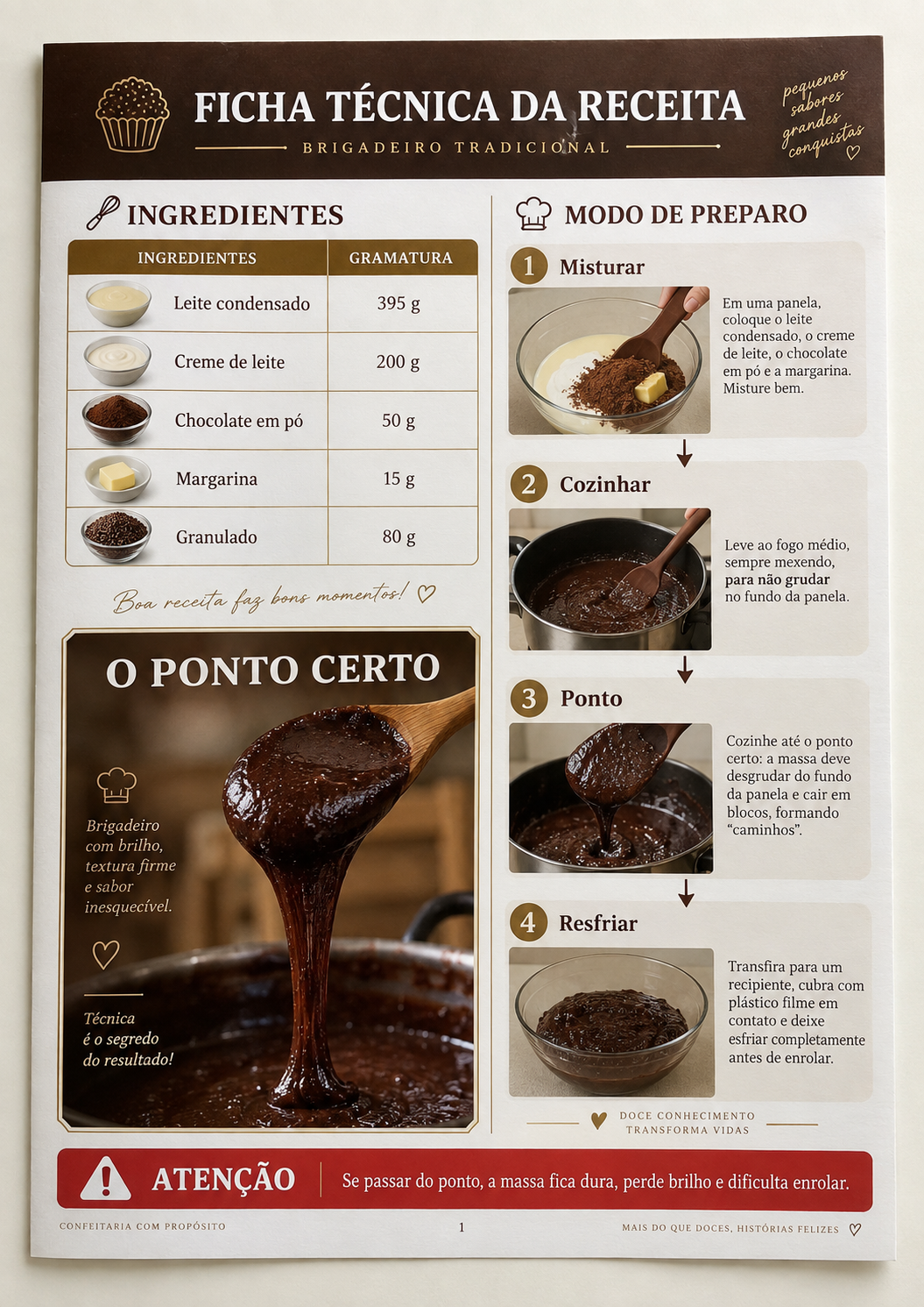 Ficha técnica da receita de brigadeiro